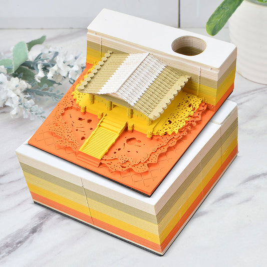 Huantang Chunxiao 3d Three-Dimensional Note Paper Paper Carving Ancient Style Architectural Creative Hand Tearing Art Net Red High Color Value Sticky Notes