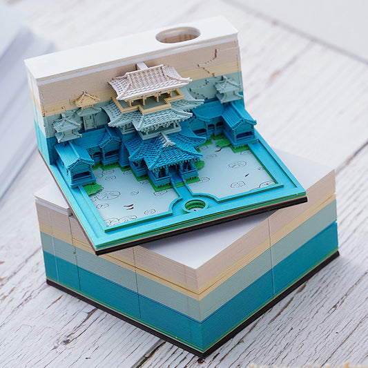 Sky Palace 3d Three-Dimensional Note Paper Ancient Architectural Paper Carving Model Creative High-Looking Value Internet Celebrity Sticky Notes Books