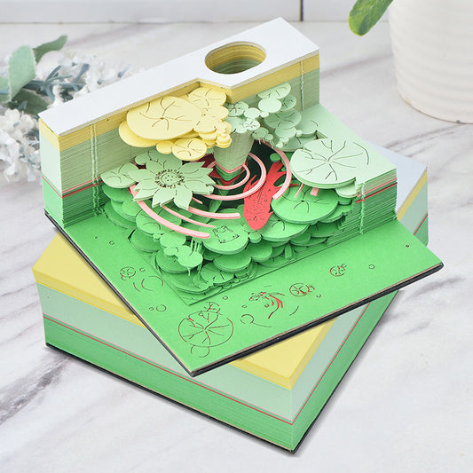 Good Luck Koi 3d Note Paper Retro Chinese Style Creative Paper Carving Artwork Hand Tear Internet Celebrity Sticky Notes Books